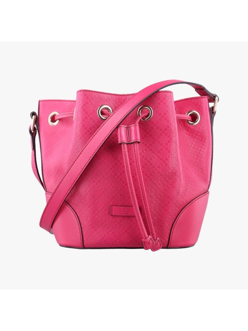 Gucci Bright Diamante Bucket Rose Red Leather